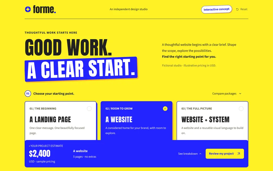 Forme — original project artwork and design preview